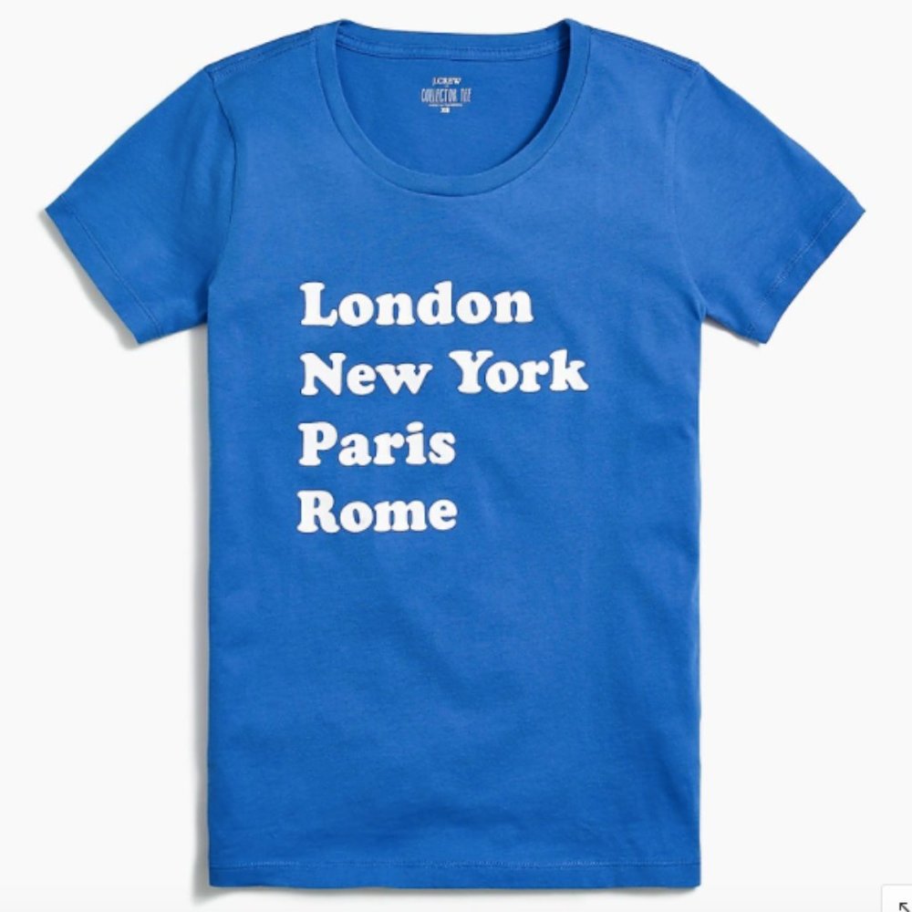 NWT J.Crew Cities Graphic Tee Collector T-shirt Travel London NY Paris Rome